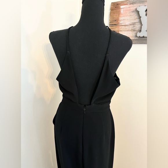 BCBG Generation Nordstrom black crepe halter jumpsuit jumper pant suit size 6 - Picture 3 of 5